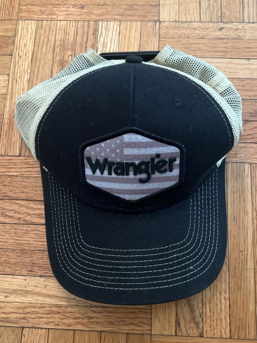Wrangler Black Front with Tan Mesh Trucker Hat